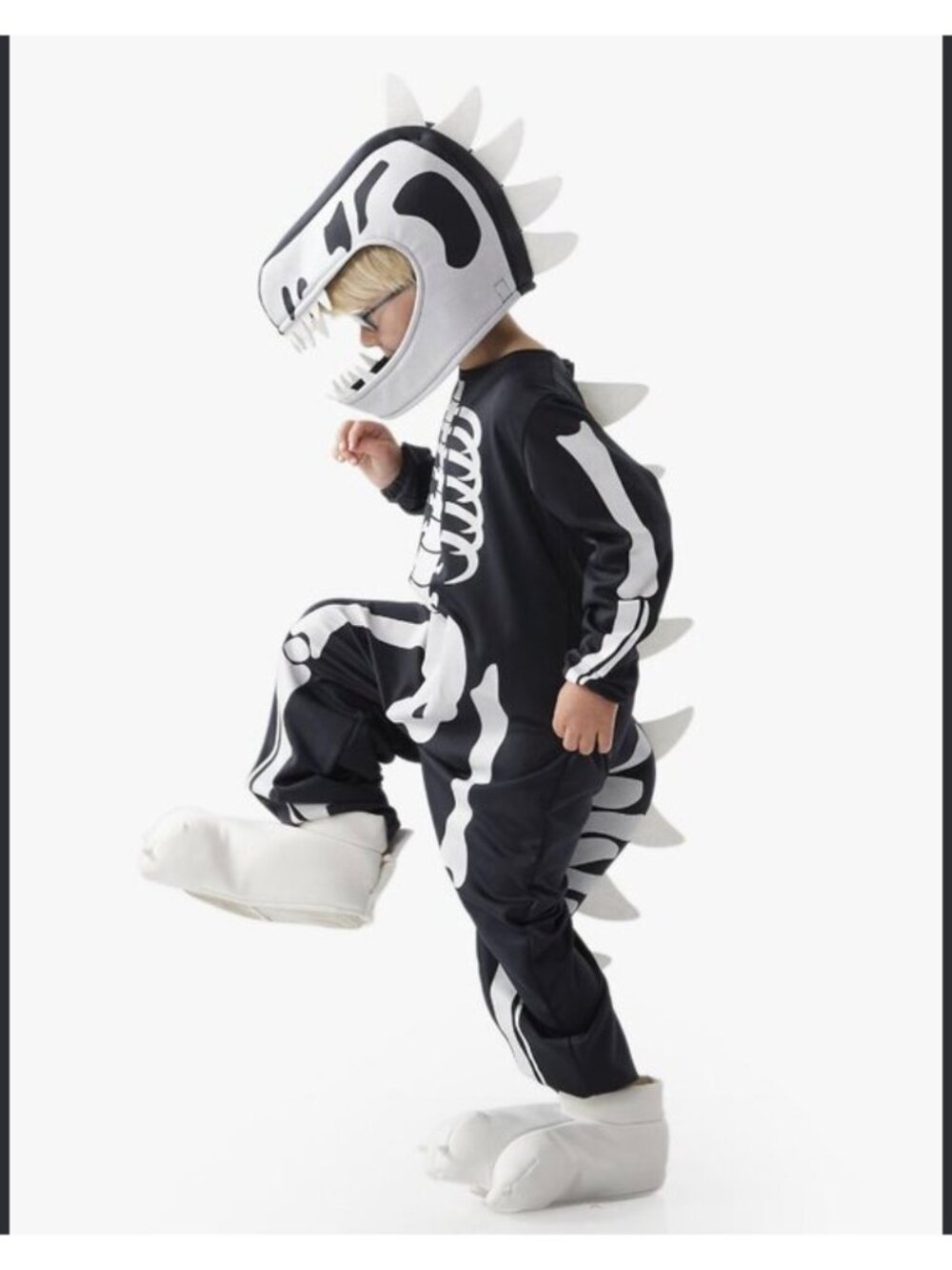 Pottery Barn Kids Dinosaur Glow in the Dark Skeleton Costume 3T Includes Jumpsui